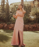 Vestido largo plumas